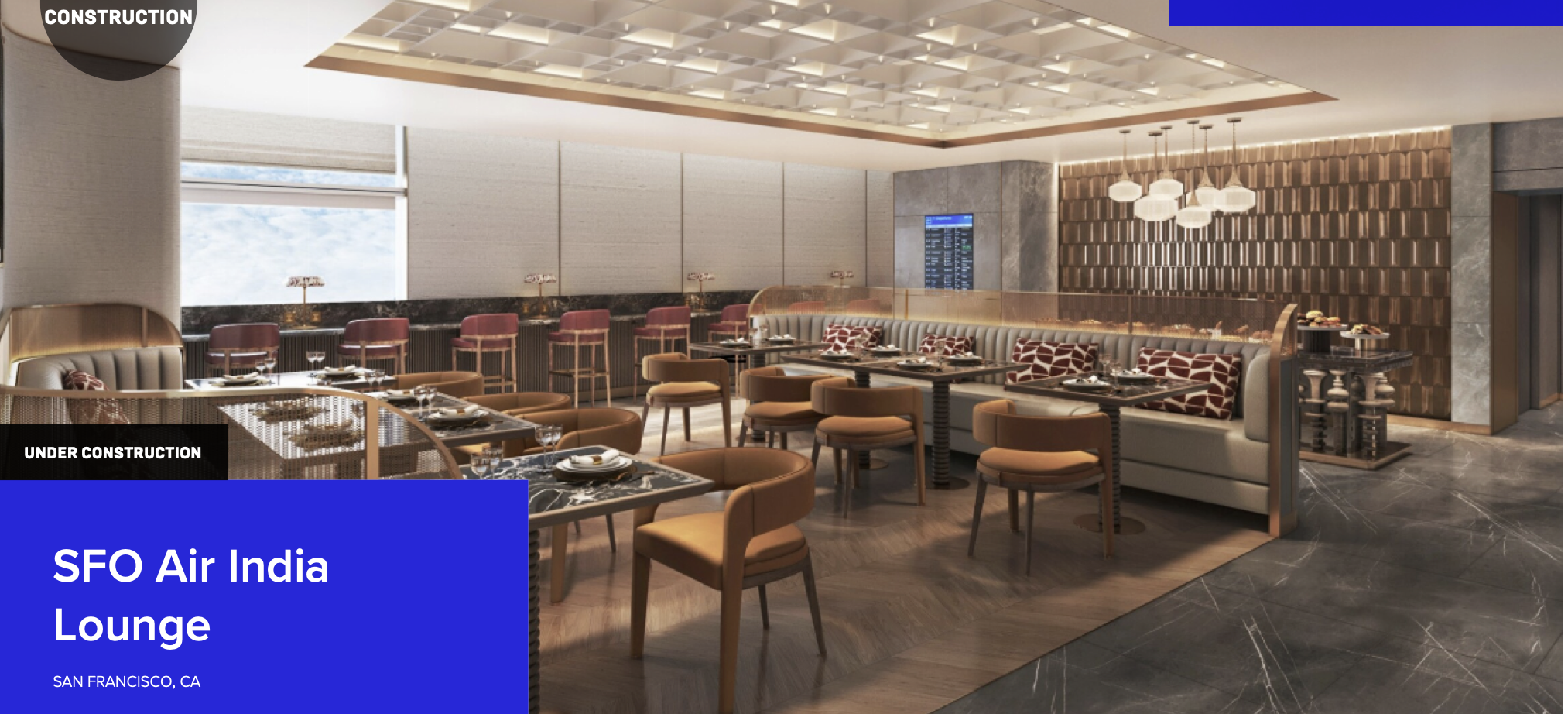 La foto muestra una moderna y elegante sala VIP de aeropuerto en construcción, llamada... 