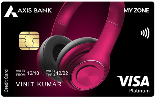 a credit card with pink headphones