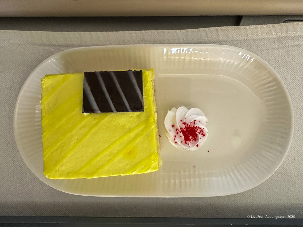 a piece of cake on a plate