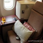 a pillow on a chair in an airplane