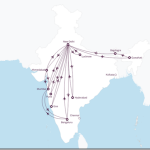 a map of india with planes and lines