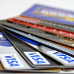 close-up of several credit cards