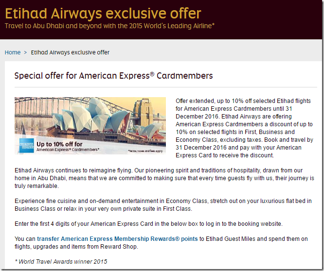 10 Discount On Etihad Tickets Via Amex Through 16 Live From A Lounge