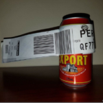 a can with a barcode on it
