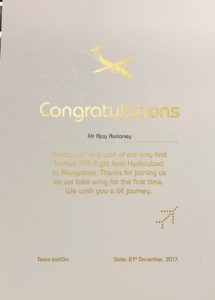 IndiGo ATR First Flight Certificate