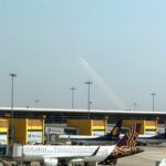 airplanes parked at an airport