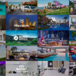a collage of images of hotels and resorts