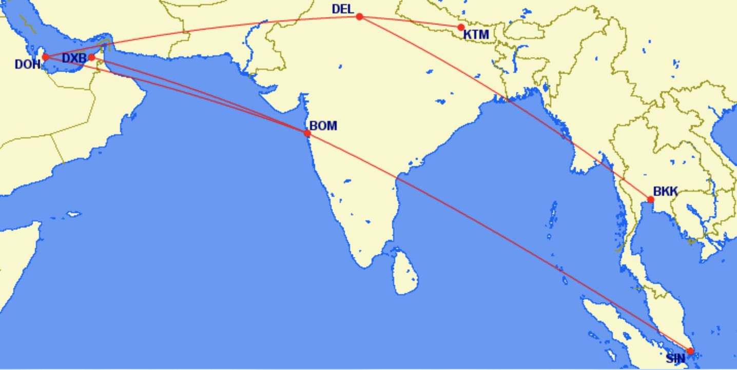 Доха- Сингапур карта. Доха и Бангкок на карте. Рейс Дубай Куала Лумпур.