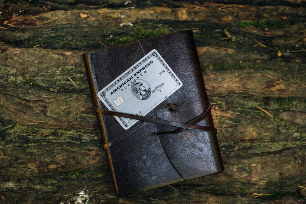 a card on a leather cover