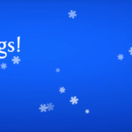 a blue background with white text and snowflakes