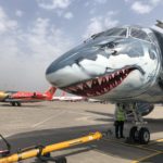 a shark painted on an airplane