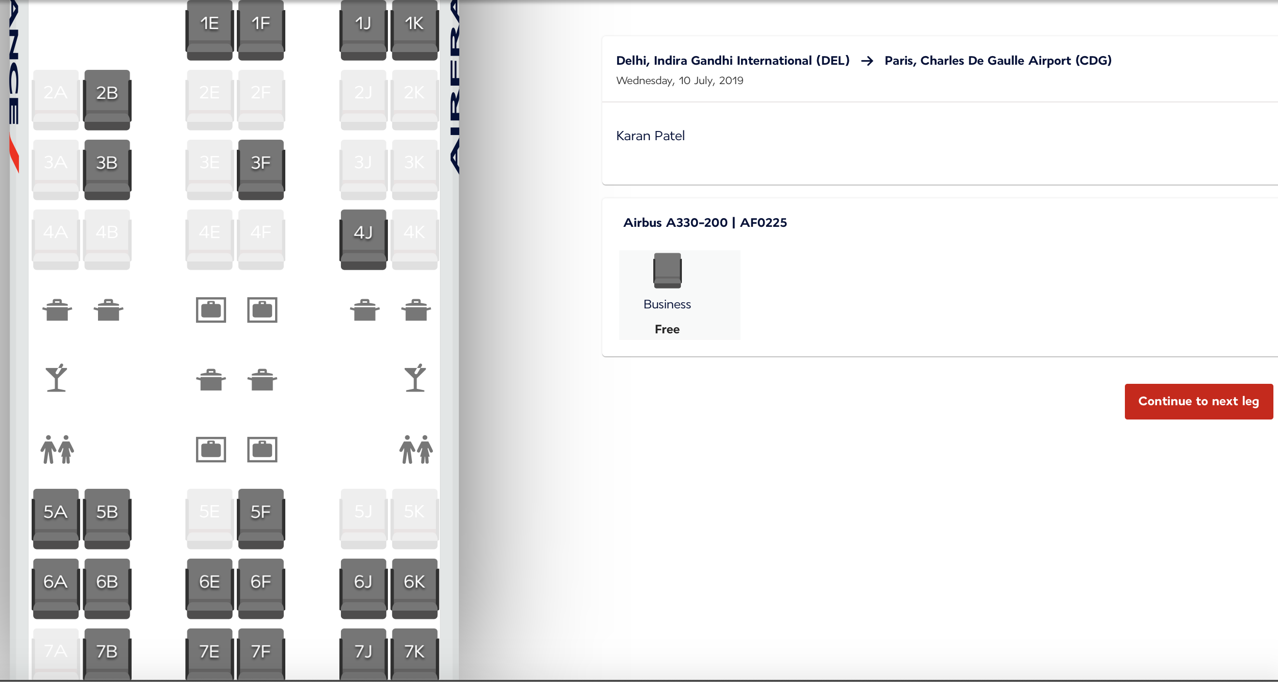 Air France old cabin seat map - Live from a Lounge