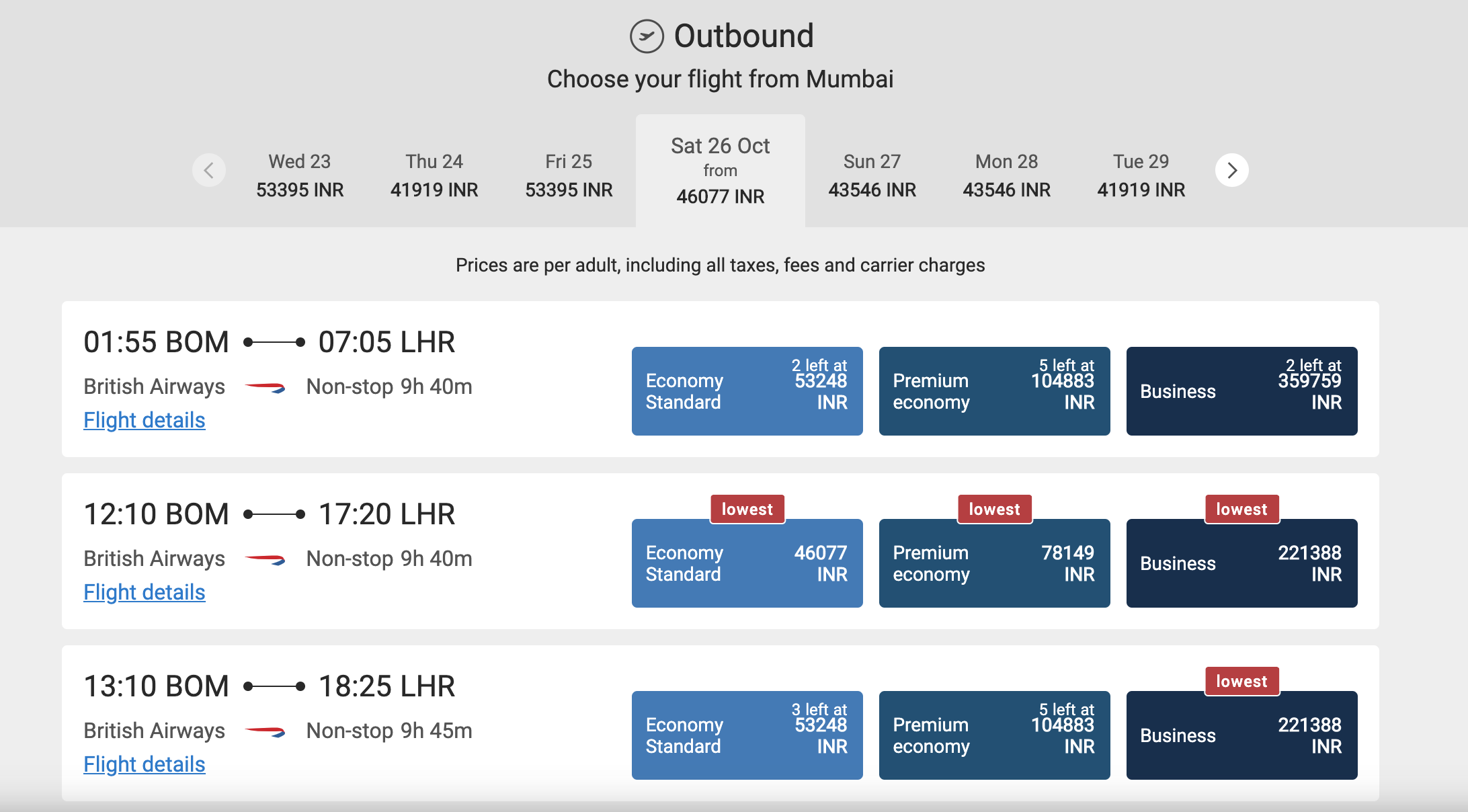 British Airways curious reworking of the Mumbai London flights Live