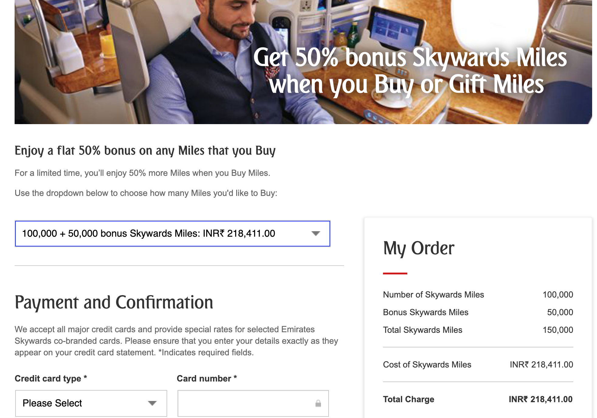 Emirates offering 50 bonus Skywards miles on buying miles Live From
