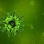 a green virus under a green background