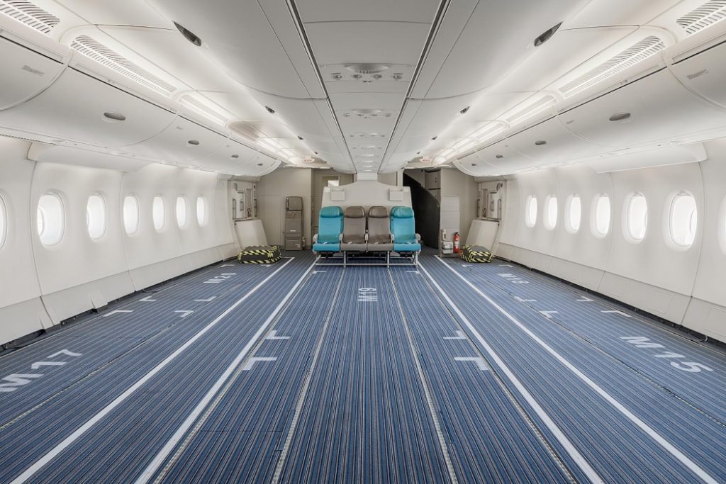 a plane with seats in the middle