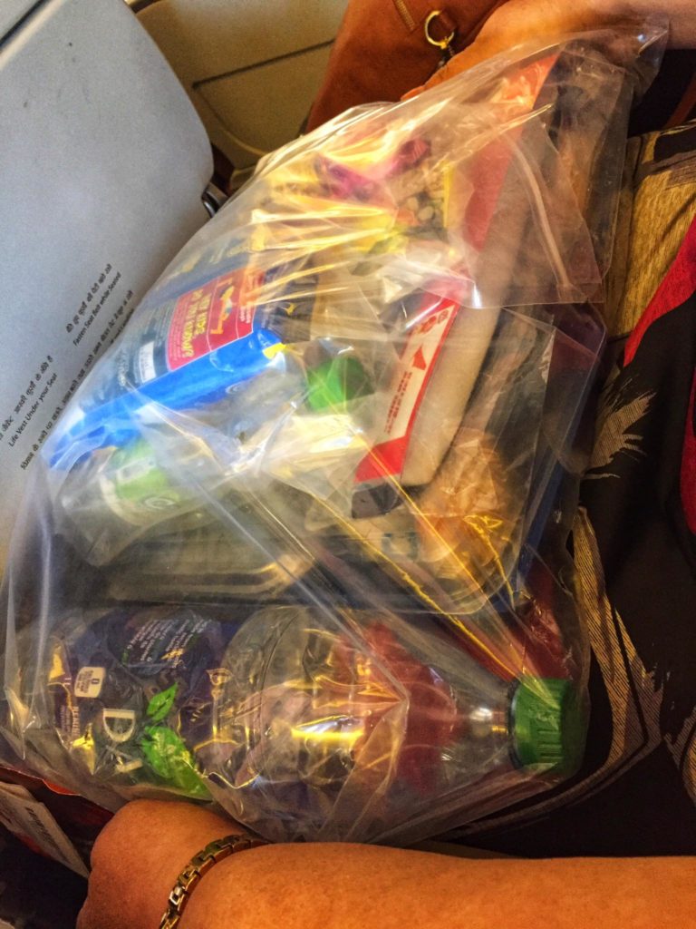 a plastic bag full of food