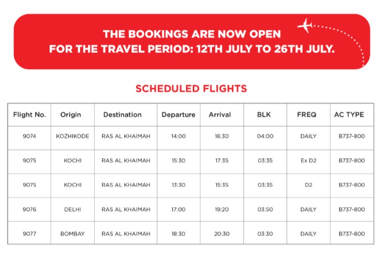 a schedule of flights