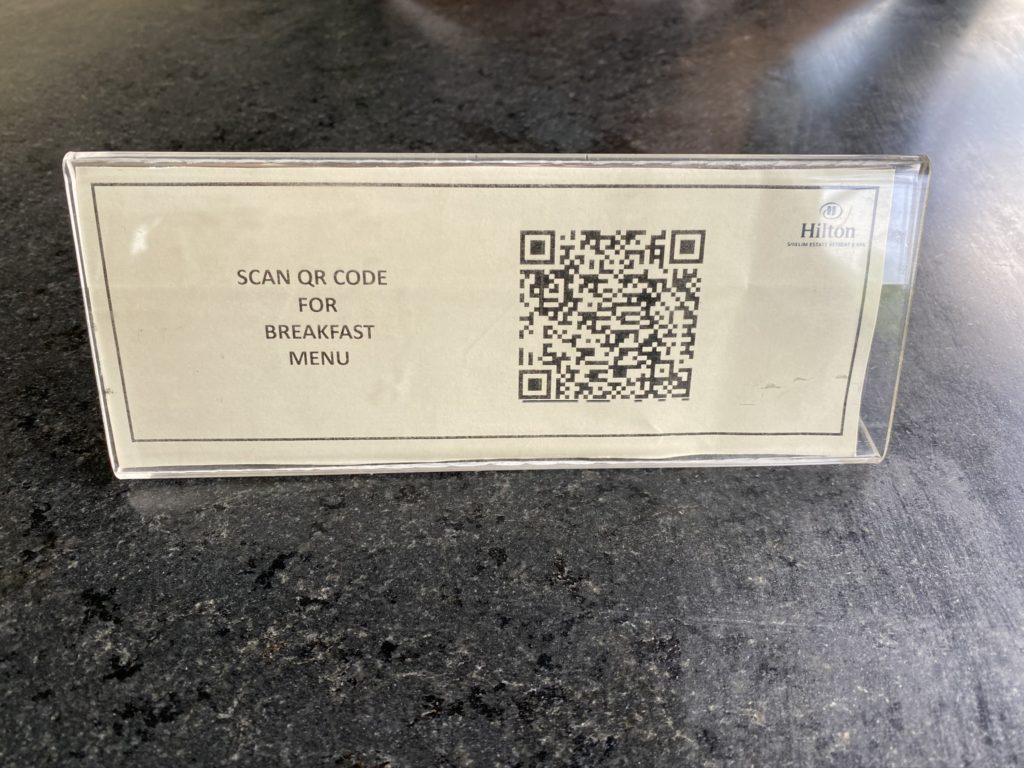 a qr code on a menu