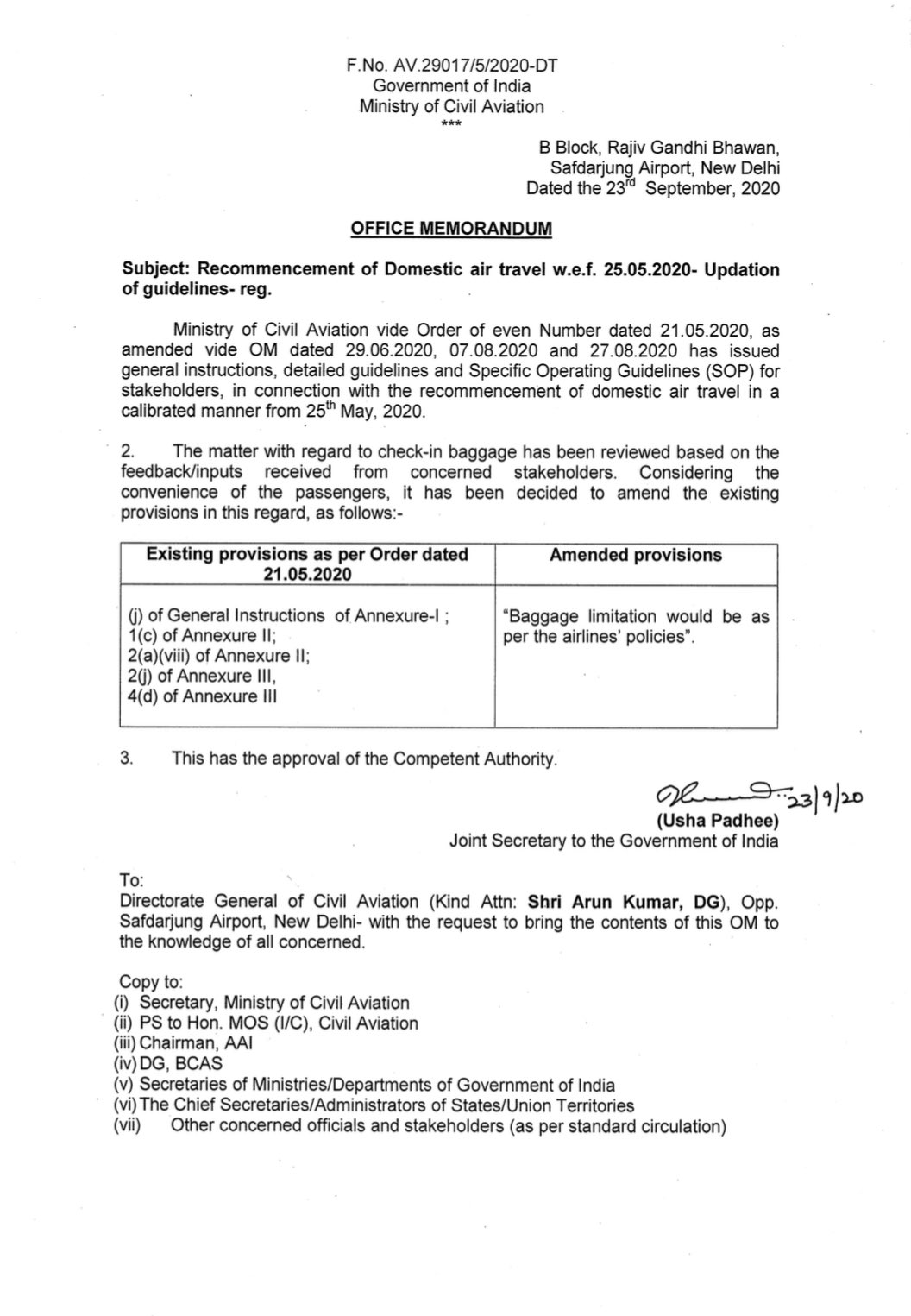 Indian airlines restore prepandemic domestic baggage allowance Live