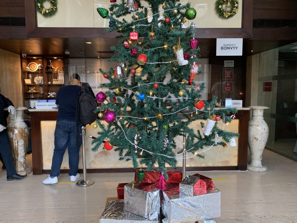 a christmas tree with presents