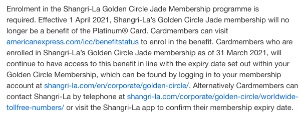 Last Call: Shangri-La Golden Circle status with Amex Platinum going away  March 31, 2021 - Live from a Lounge