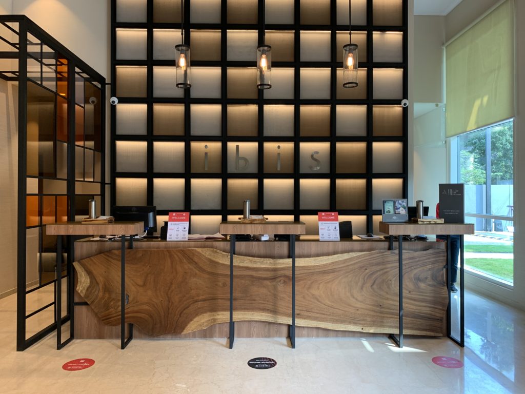 a reception desk in a room
