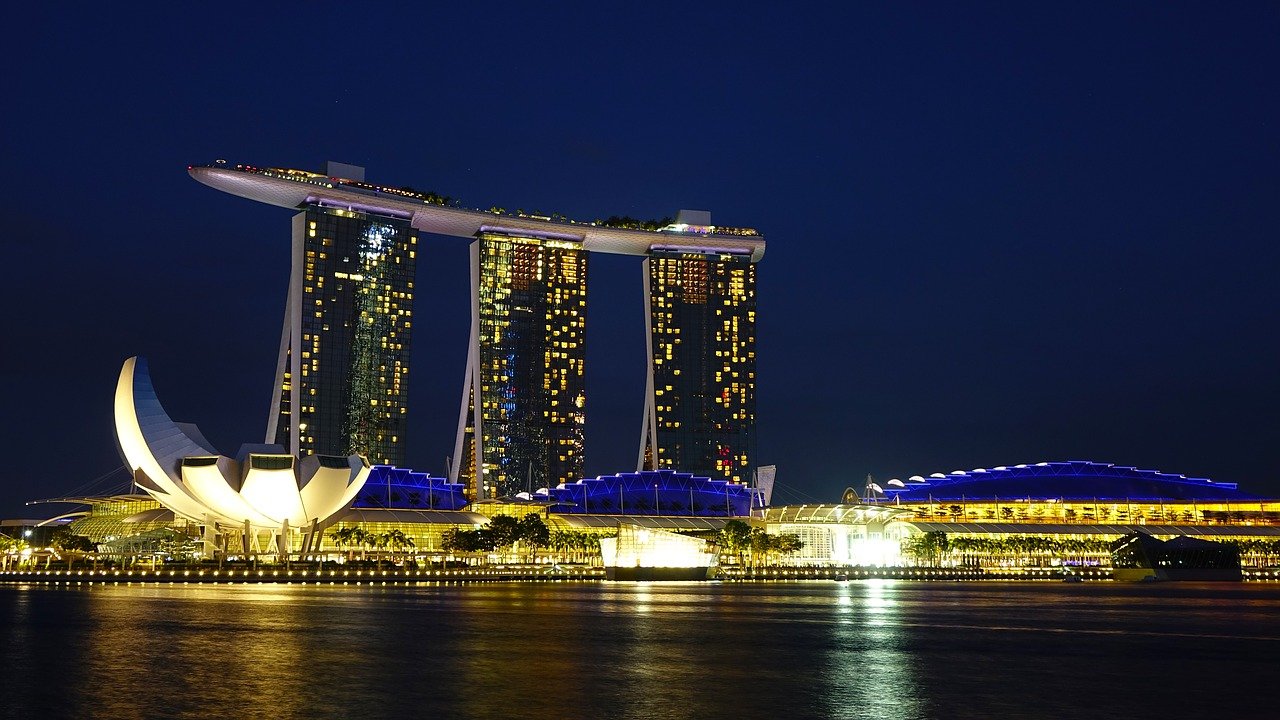 Marina Bay Sands skyline with buildings and water