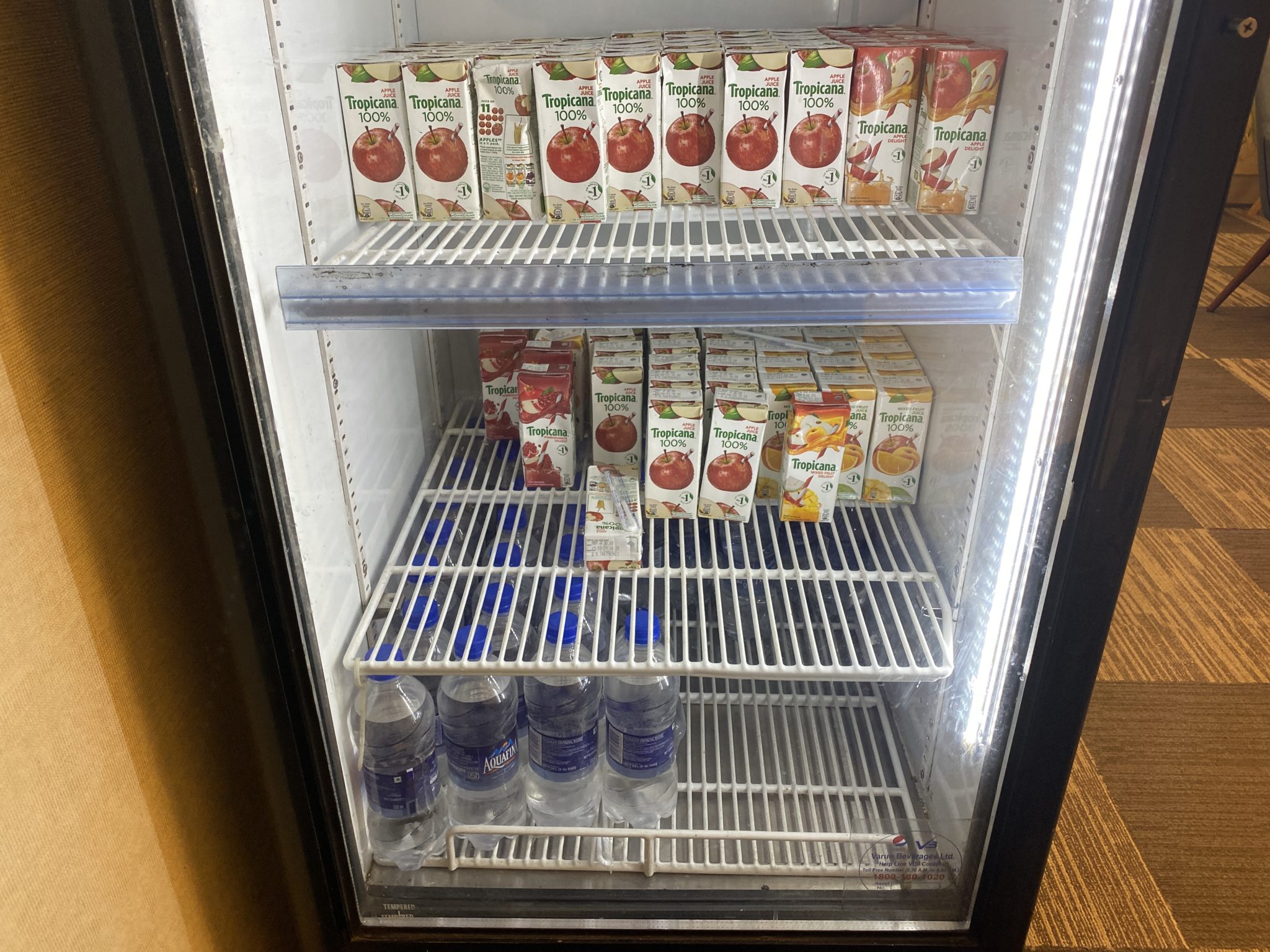 a refrigerator full of juices and water