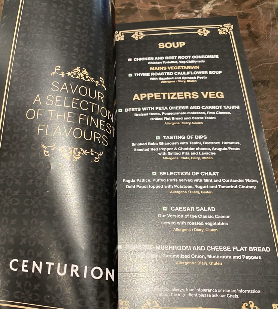 a menu on a table