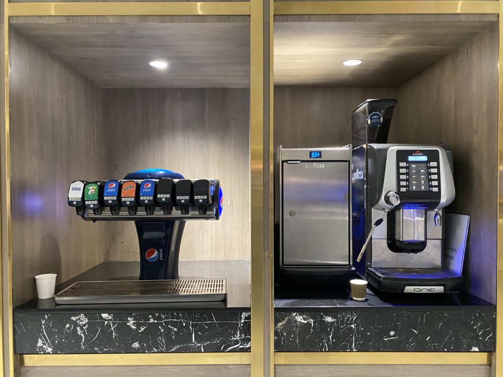 a coffee machine and a machine in a bar