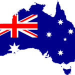 a map of australia with a flag