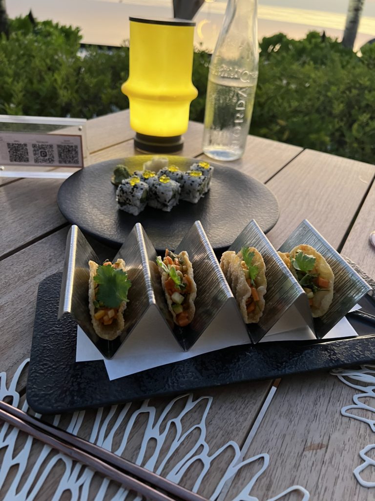 a plate of tacos on a table