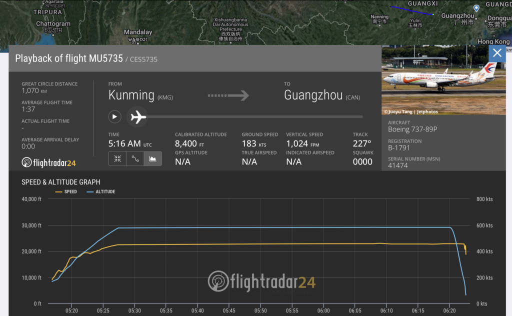 a screenshot of a flight data