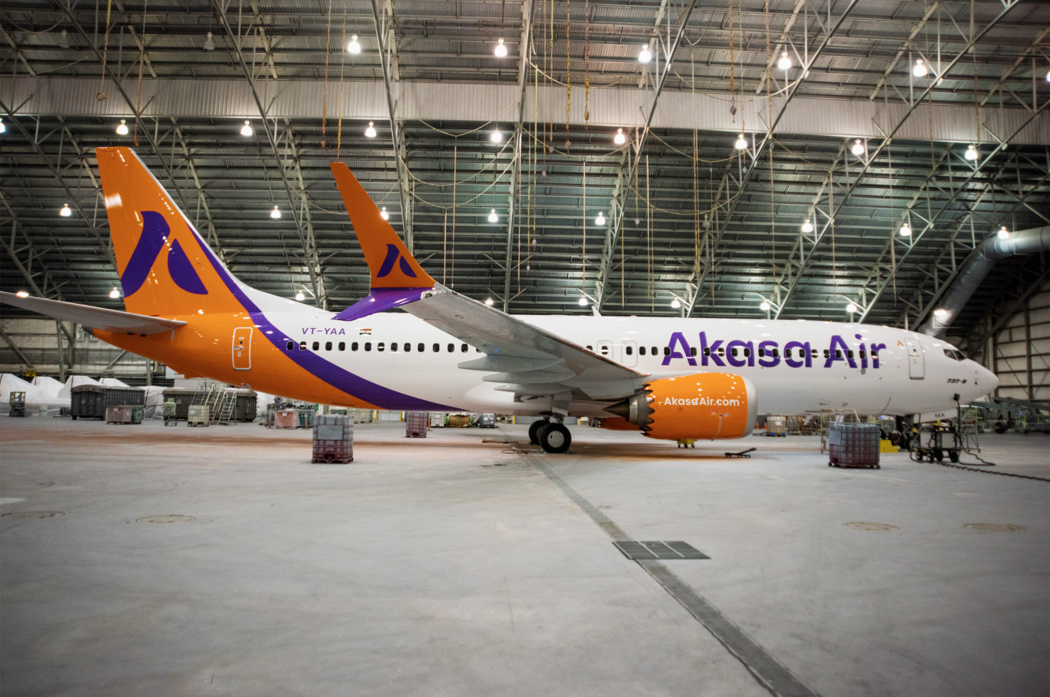 an airplane in a hangar