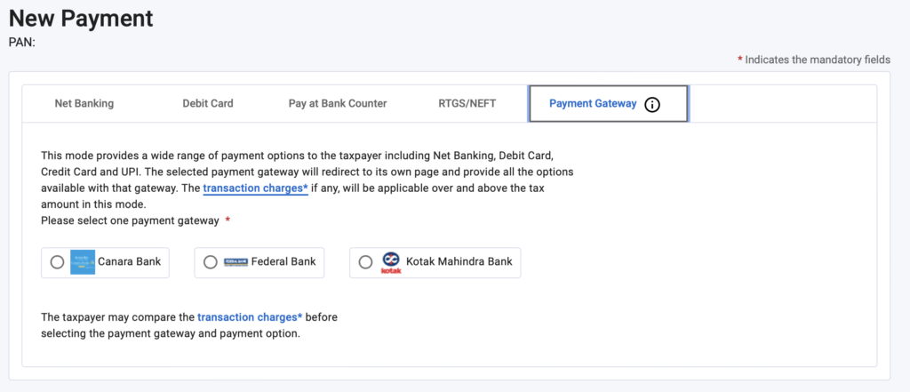 a screenshot of a payment gateway