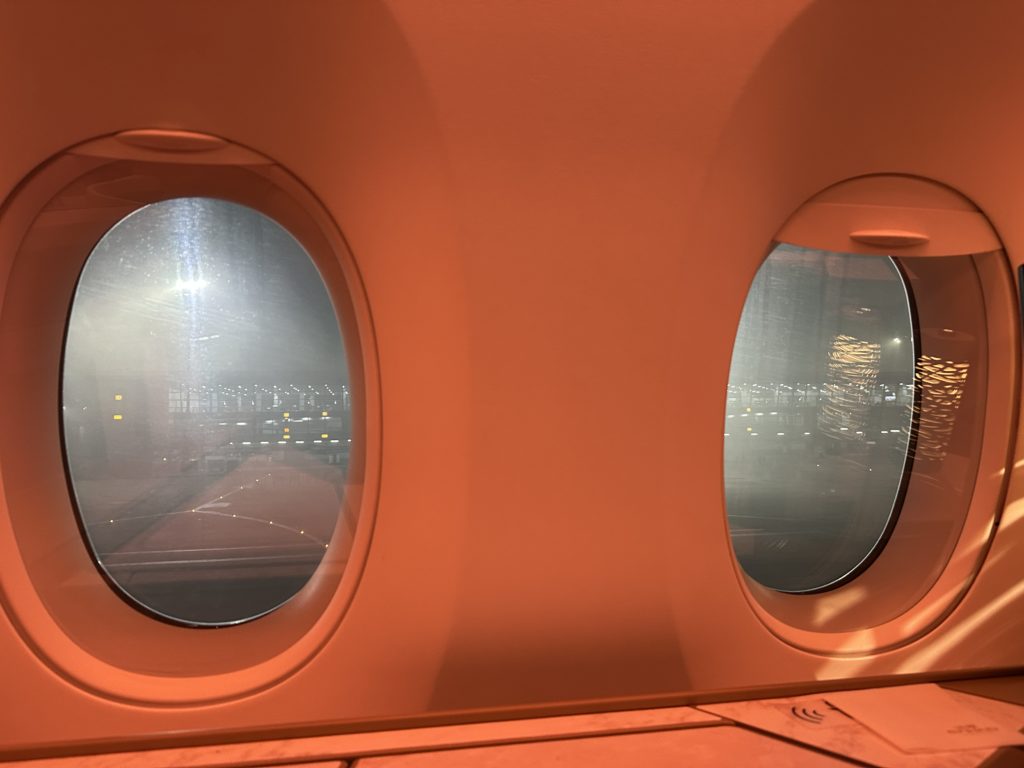 two windows on an airplane