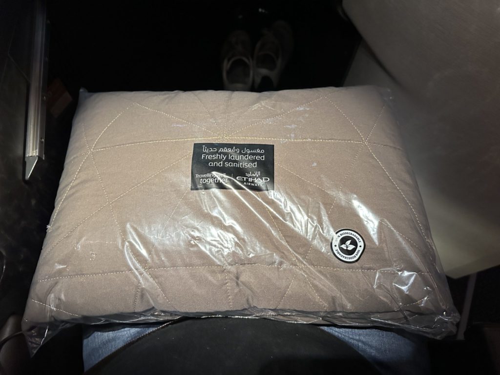 a pillow in a plastic bag