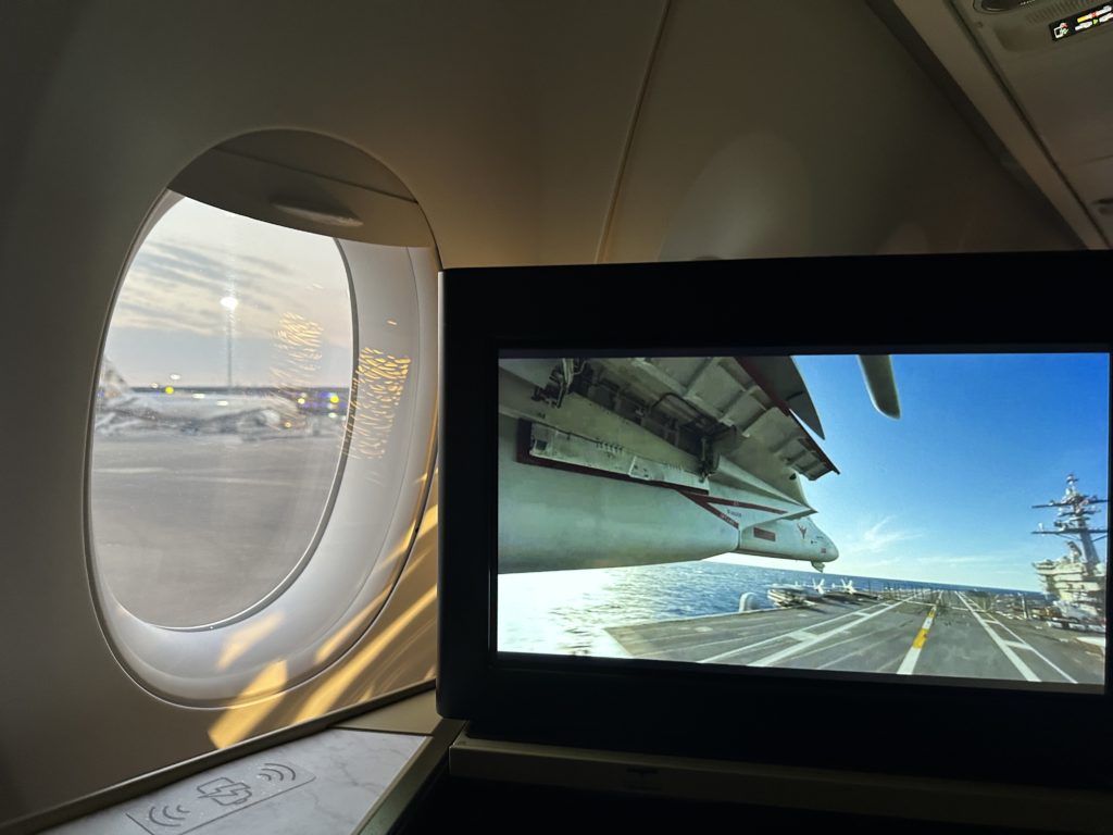 a tv on a plane