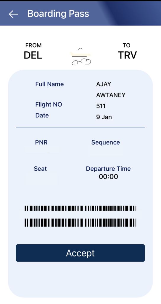 a close-up of a flight ticket