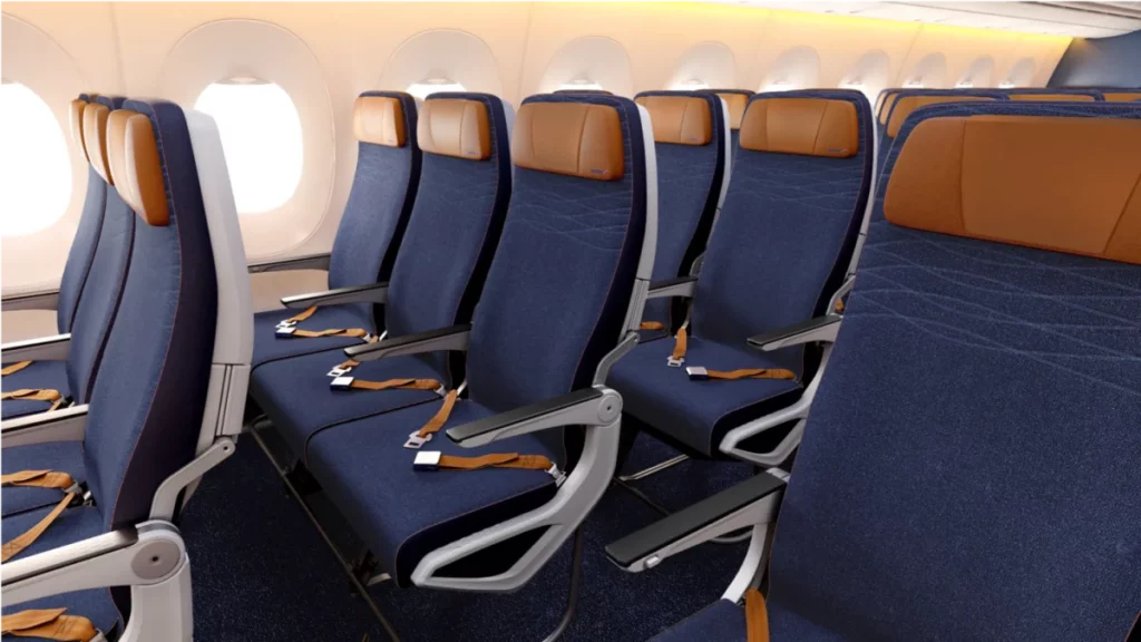 a row of seats in an airplane