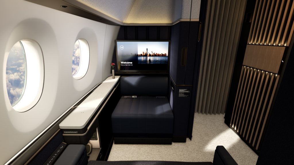 a tv in a seat in a plane