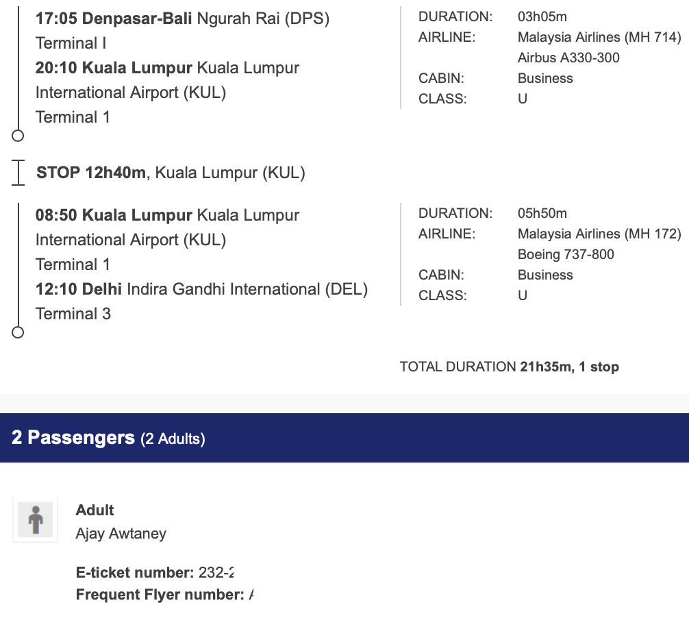 a screenshot of a flight schedule