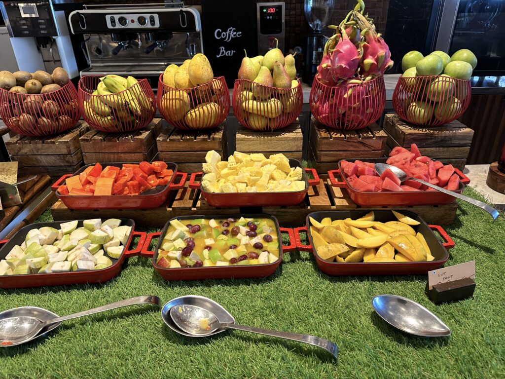 a table with different kinds of fruit