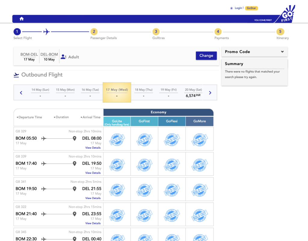 a screenshot of a flight schedule