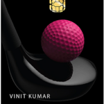a credit card with a golf ball on a black background