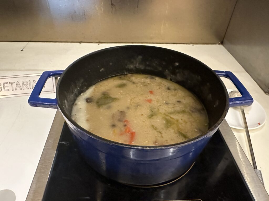 a pot of soup on a stove
