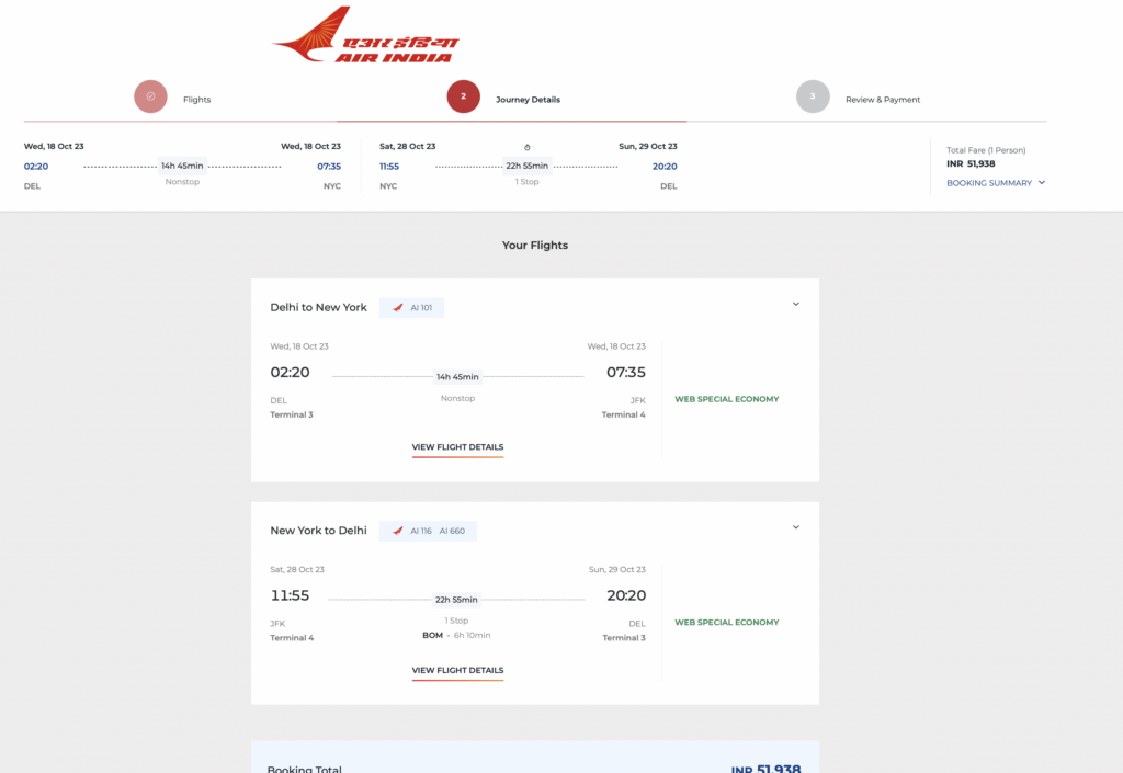 a screenshot of a flight schedule