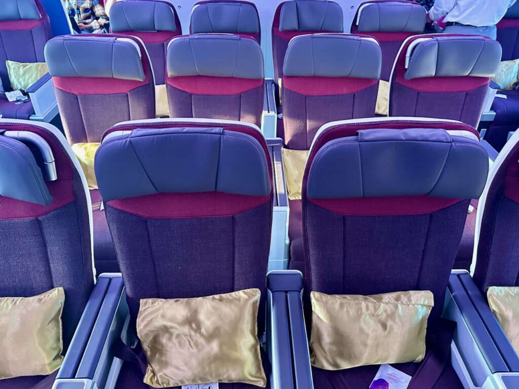 a row of seats on an airplane