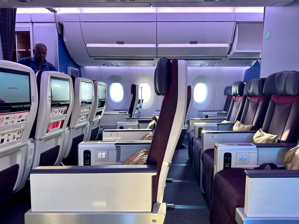 a row of seats in an airplane